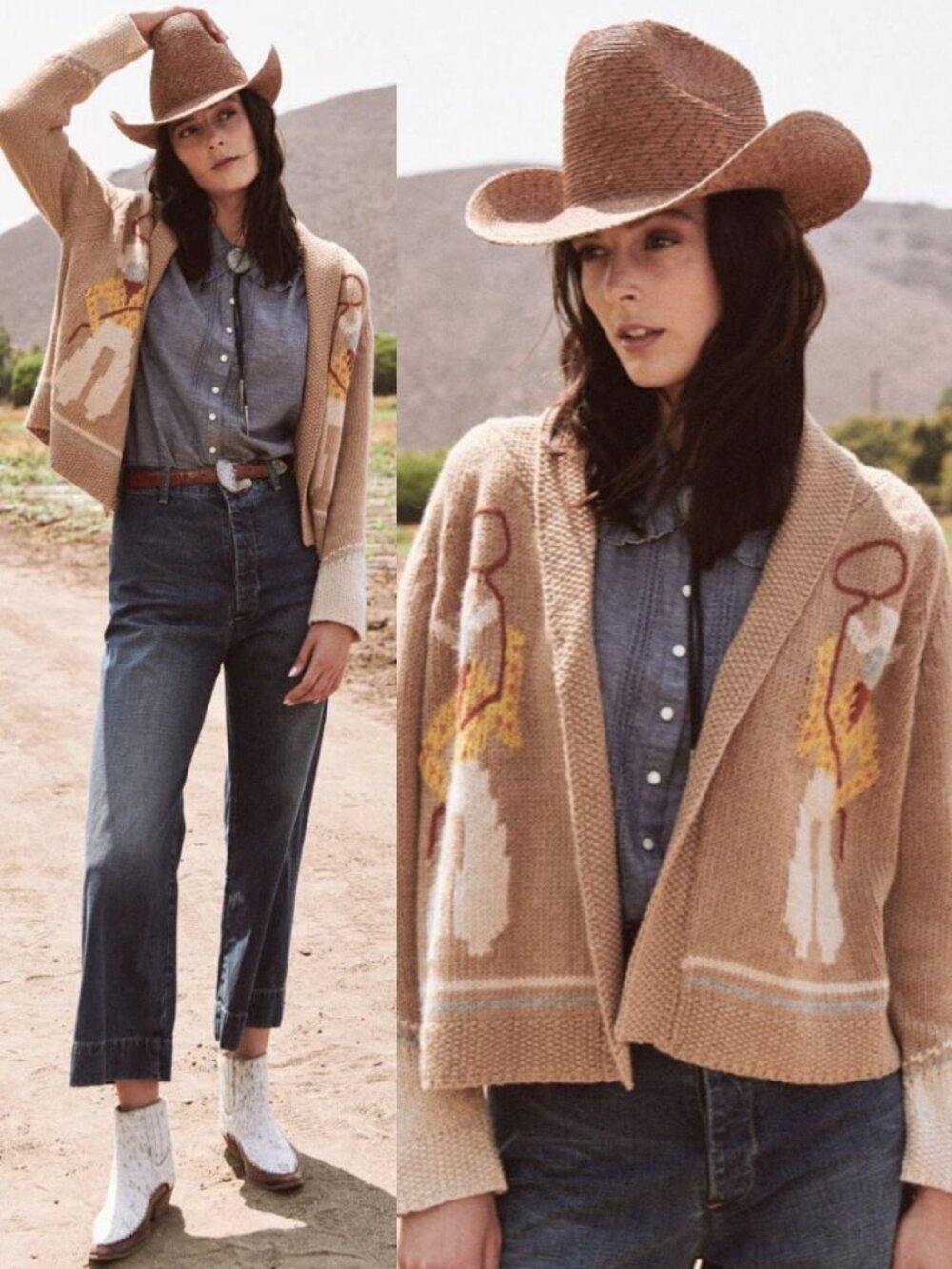 The Great The Cowboy Lodge Cardigan Tobacco Brown Lasso Knit Sweater Size 1 US S